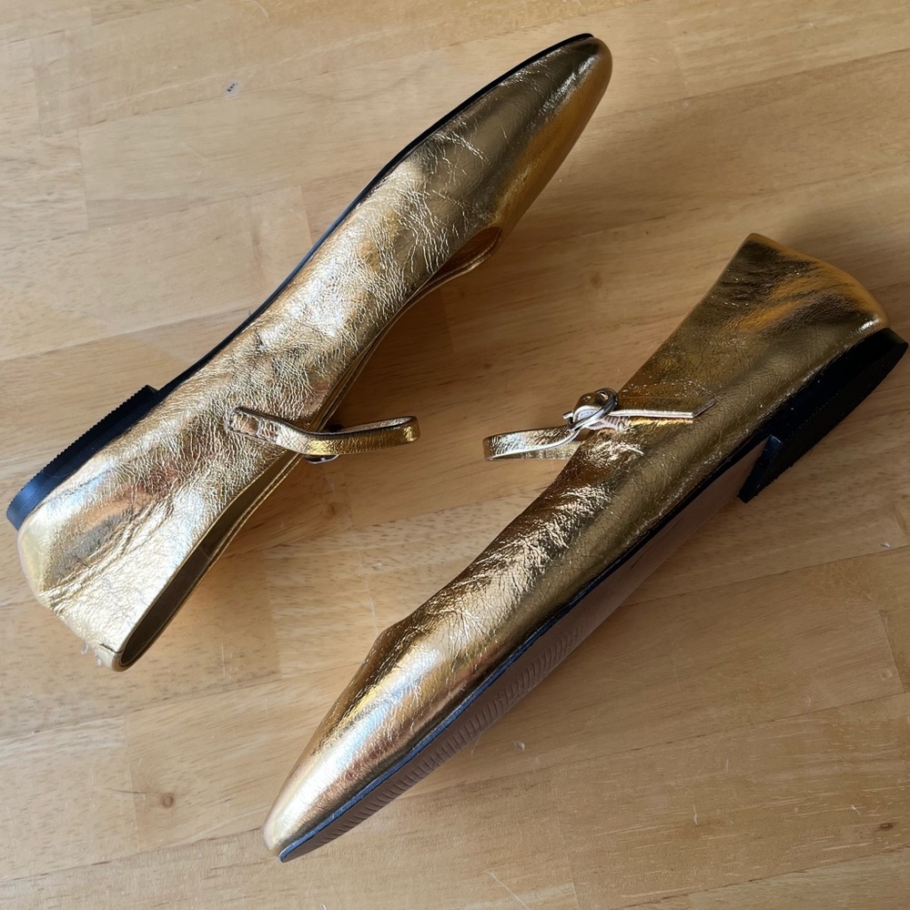 Steve Madden Gold Mary Jane Flats | Size 7 | Metallic Ballet Flats - Picture 3 of 5